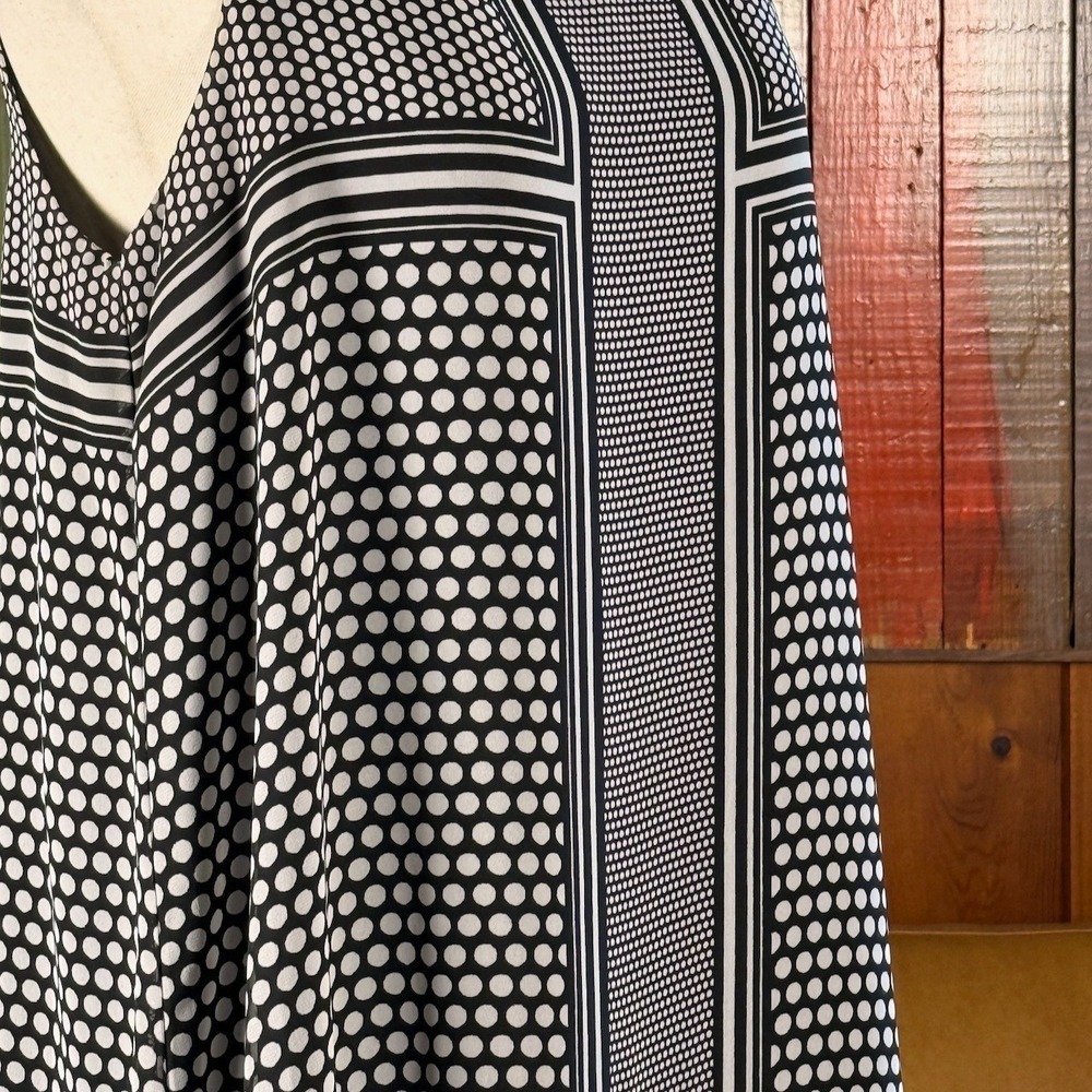 Max Studio Womens Size M | Black White Polka Dot Mod Geometric Shift Dress - Picture 5 of 9